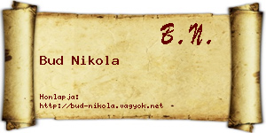Bud Nikola névjegykártya